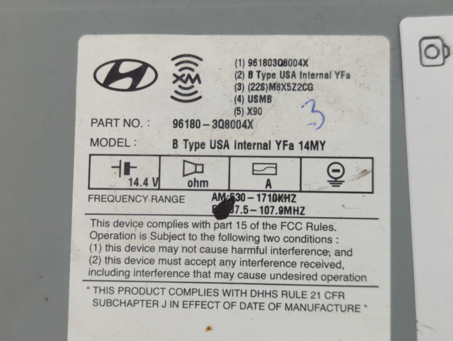 2013-2014 Hyundai Sonata Radio AM FM Cd Player Receiver Replacement P/N:96170-3Q0004X Fits Fits 2013 2014 OEM Used Auto Part