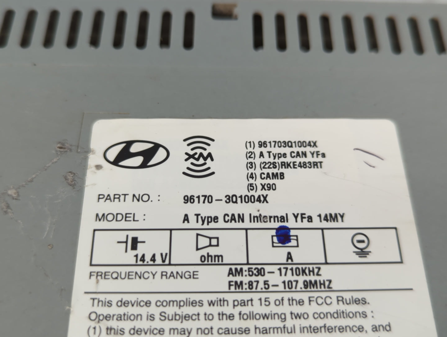2013-2014 Hyundai Sonata Radio AM FM Cd Player Receiver Replacement P/N:96170-3Q1004X Fits Fits 2013 2014 OEM Used Auto Part