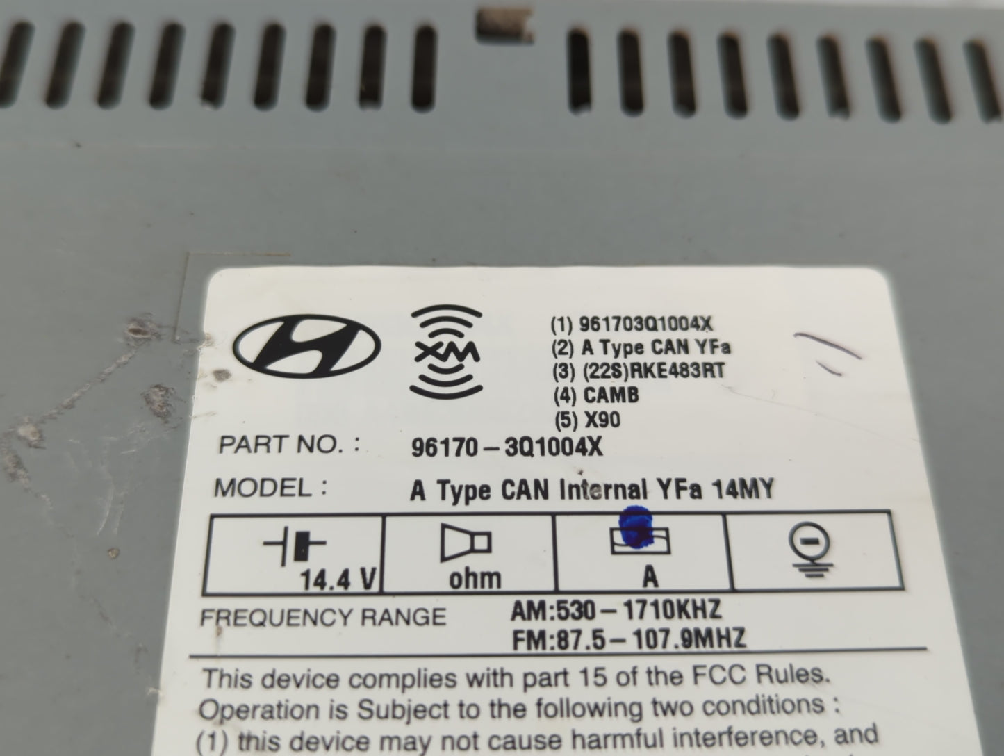 2013-2014 Hyundai Sonata Radio AM FM Cd Player Receiver Replacement P/N:96170-3Q1004X Fits Fits 2013 2014 OEM Used Auto Part