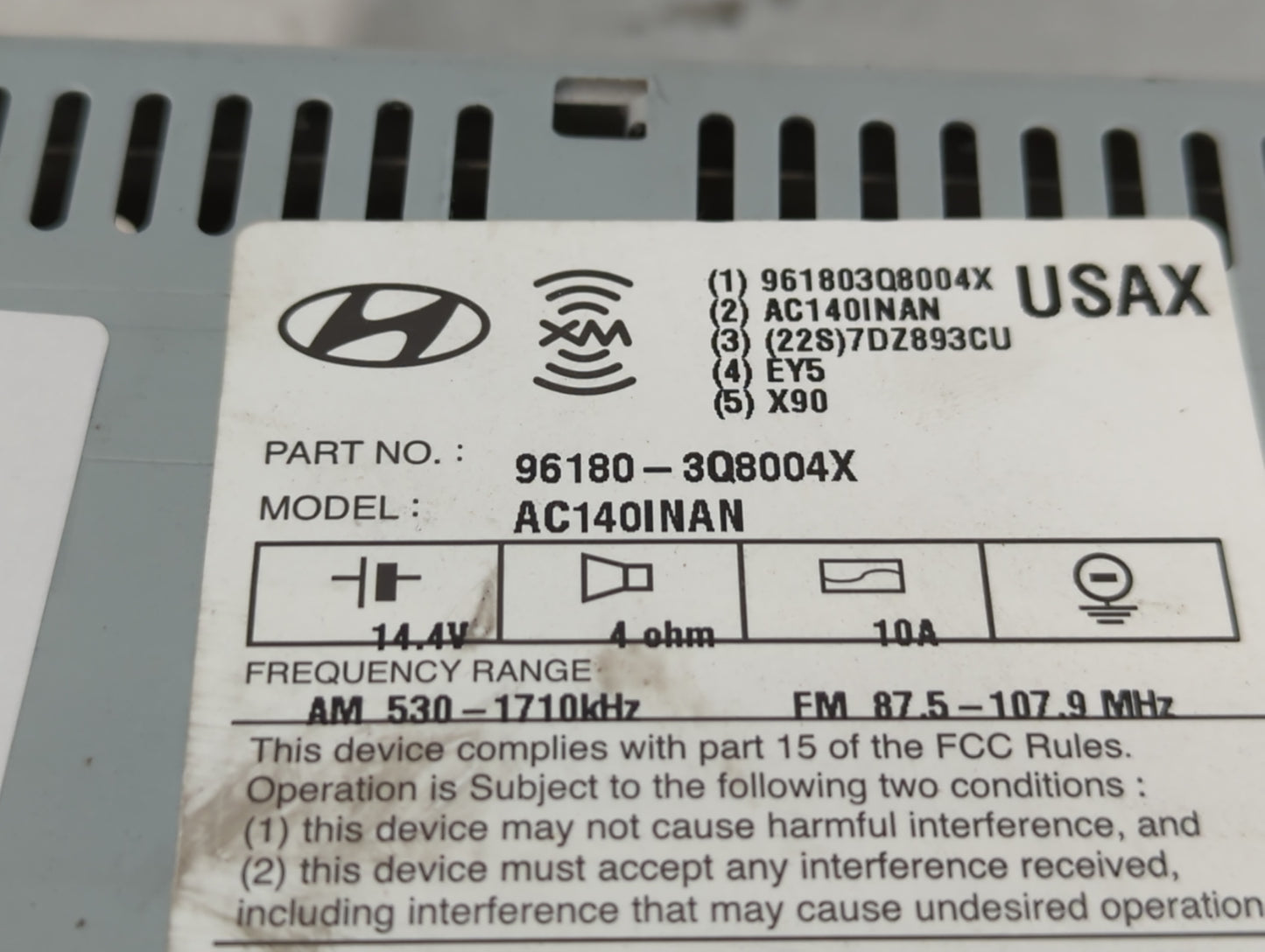 2014-2015 Hyundai Sonata Radio AM FM Cd Player Receiver Replacement P/N:96180-3Q8004X Fits Fits 2014 2015 OEM Used Auto Part
