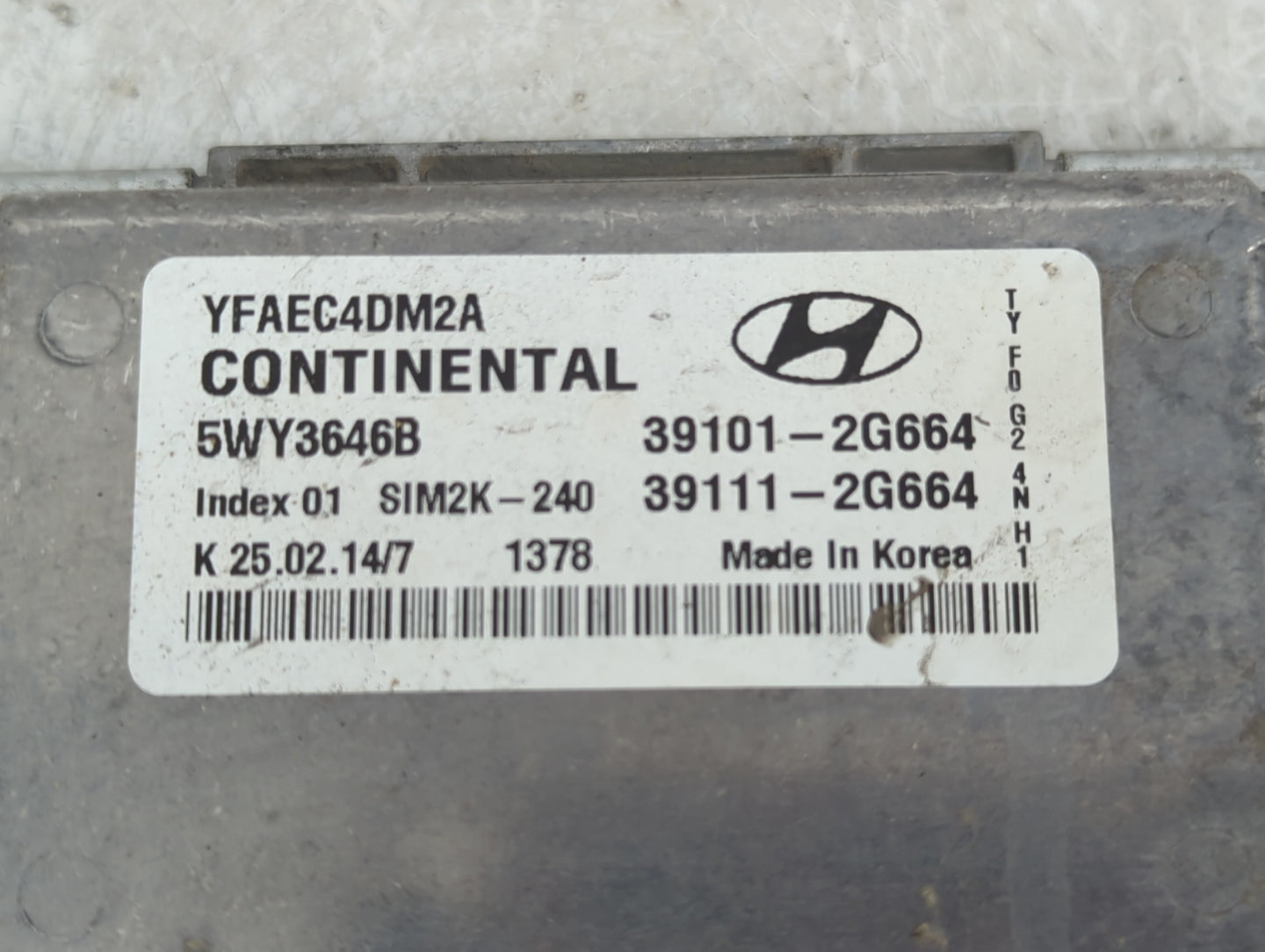 2011-2014 Hyundai Sonata PCM Engine Control Computer ECU ECM PCU OEM P/N:39111-2G664 39101-2G664 Fits Fits 2011 2012 2013 20