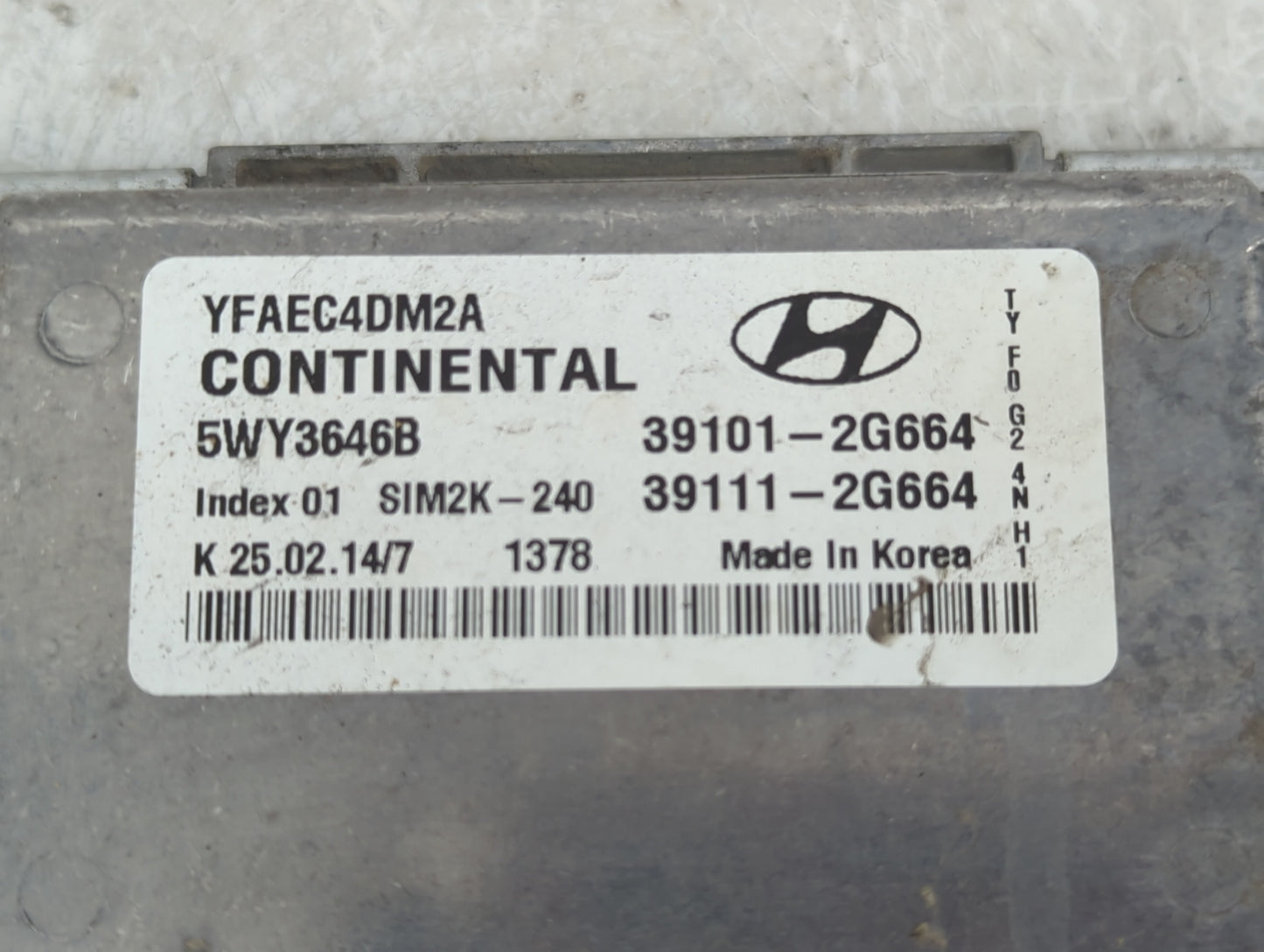 2011-2014 Hyundai Sonata PCM Engine Control Computer ECU ECM PCU OEM P/N:39111-2G664 39101-2G664 Fits Fits 2011 2012 2013 20