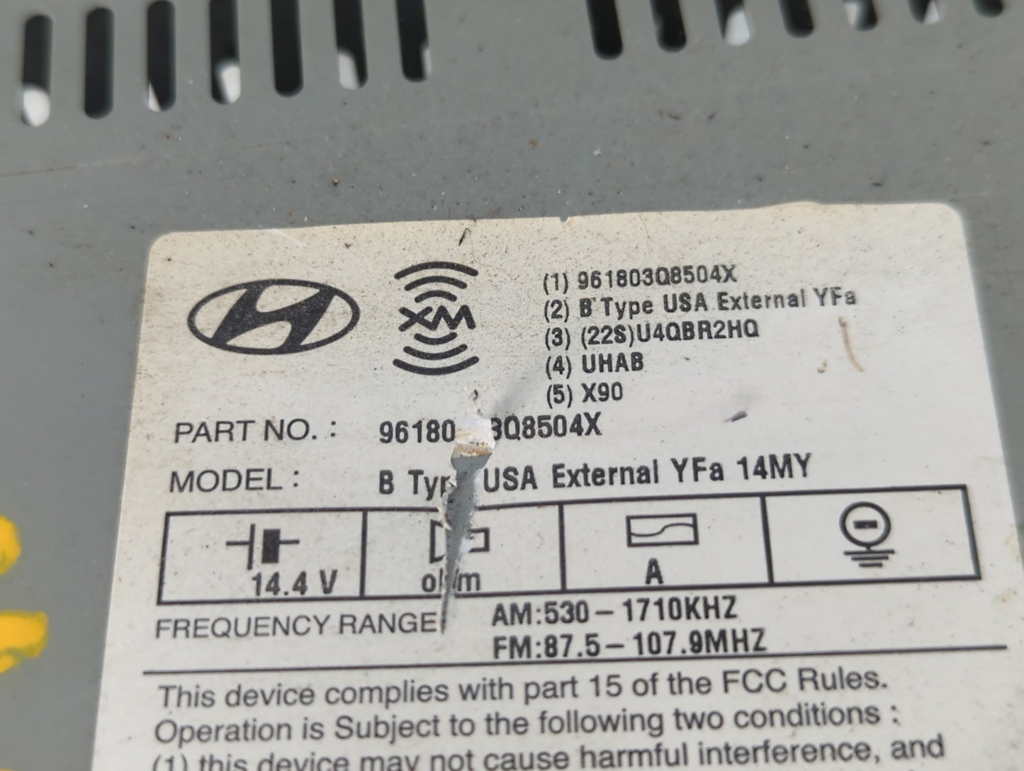 2012-2014 Hyundai Sonata Radio AM FM Cd Player Receiver Replacement P/N:96180-3Q8504X Fits Fits 2012 2013 2014 OEM Used Auto