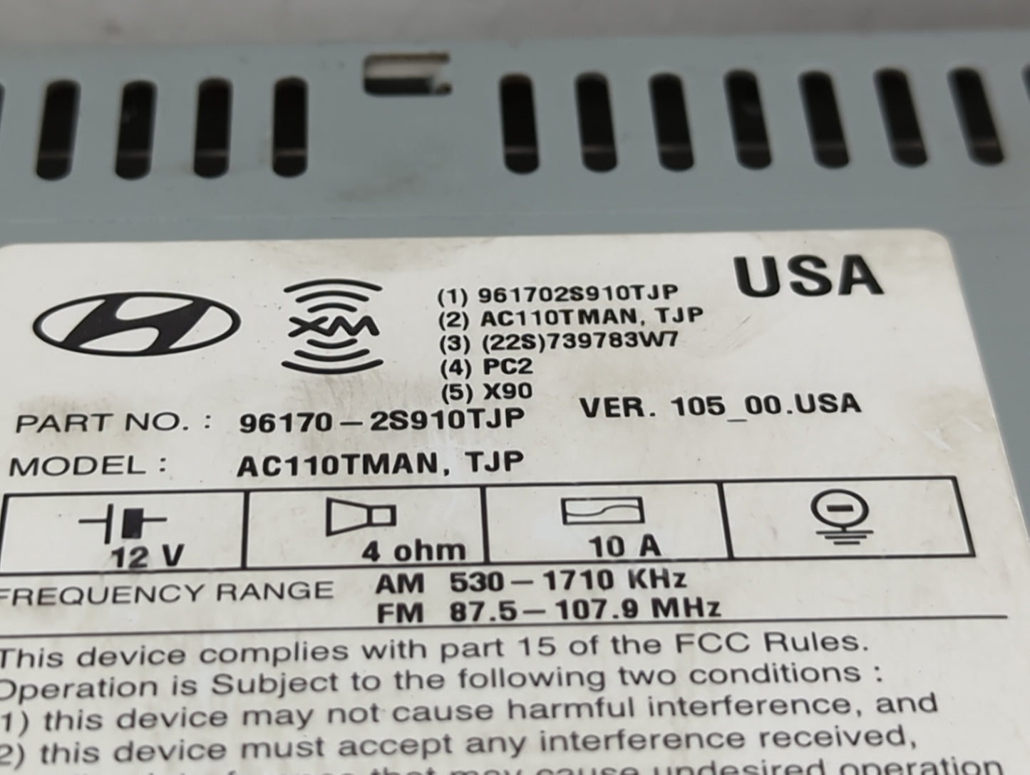 2014-2015 Hyundai Tucson Radio AM FM Cd Player Receiver Replacement P/N:96170-2S910TJP Fits Fits 2014 2015 OEM Used Auto Par