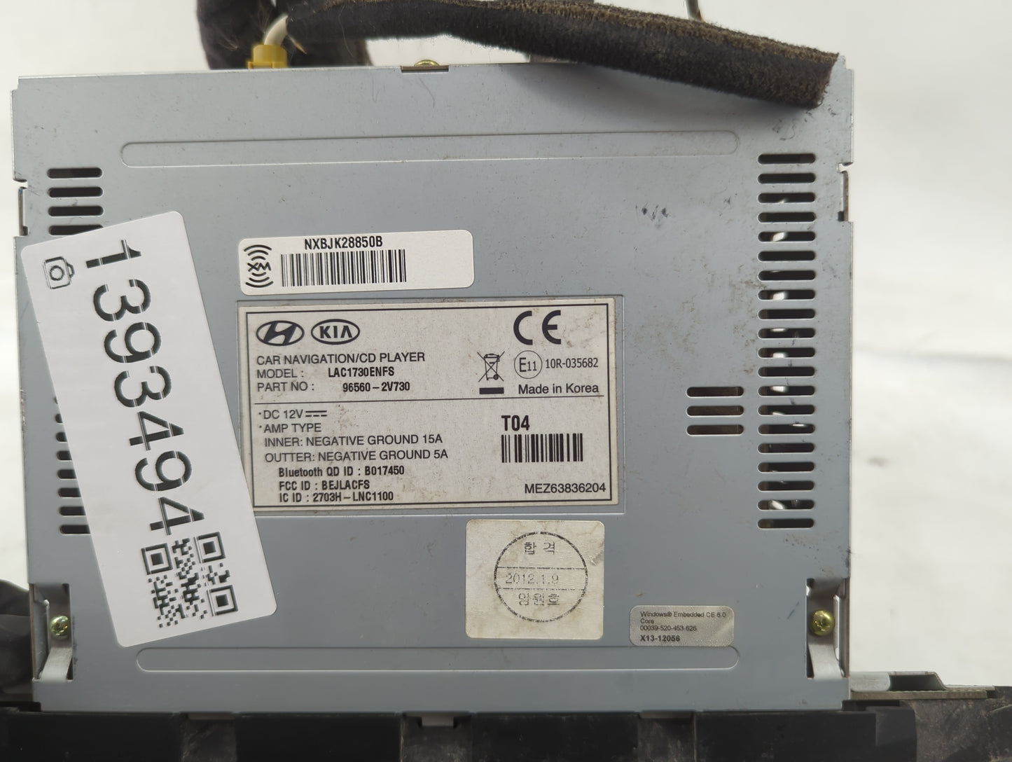 2014 Hyundai Veloster Radio AM FM Cd Player Receiver Replacement P/N:96560-2V730 Fits OEM Used Auto Parts - Oemusedautoparts
