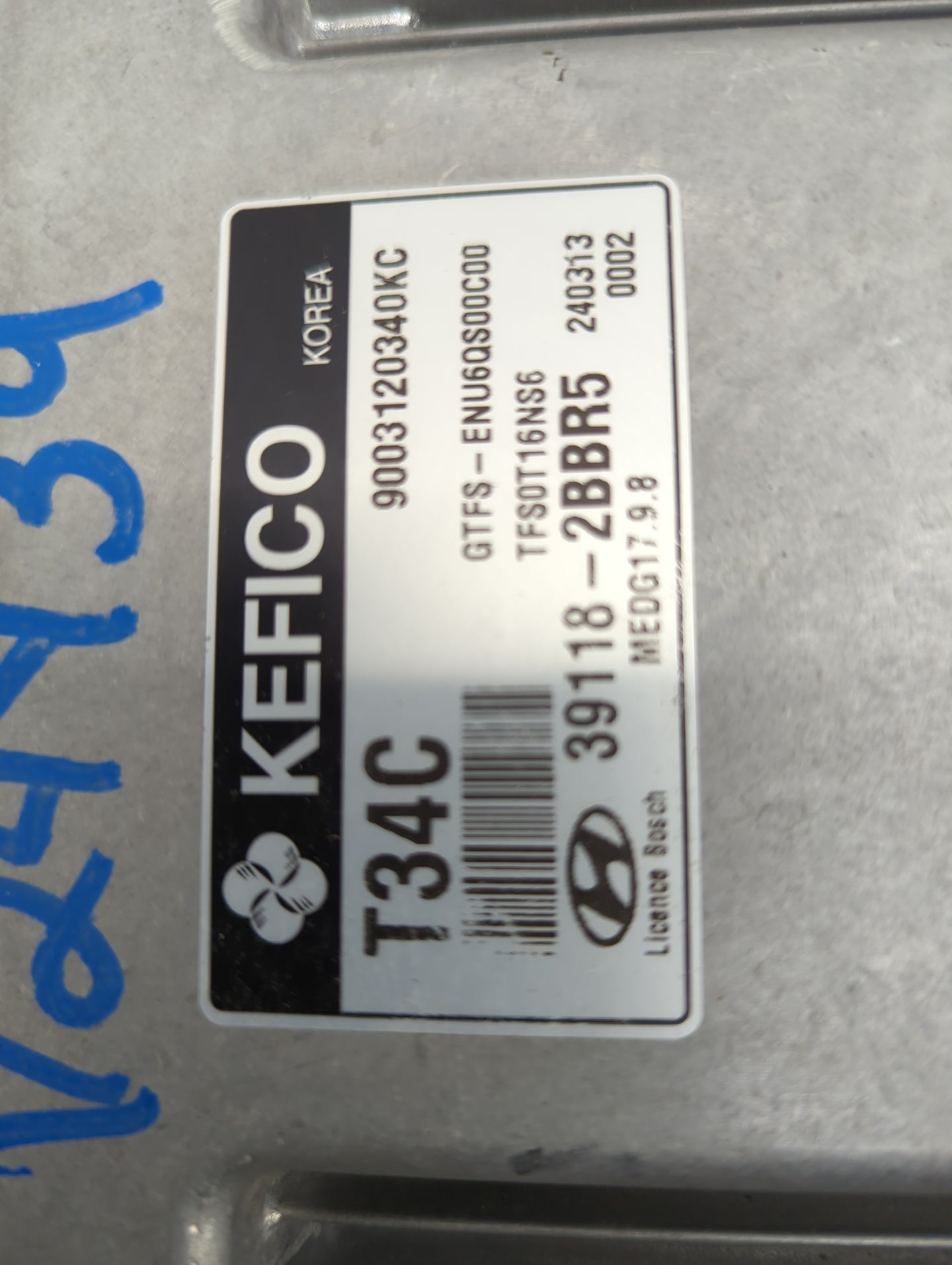 2014 Hyundai Veloster PCM Engine Control Computer ECU ECM PCU OEM P/N:39118-2BBR5 9003120340KC, TF50T16NS6, MEDG17.9.8 Fits 