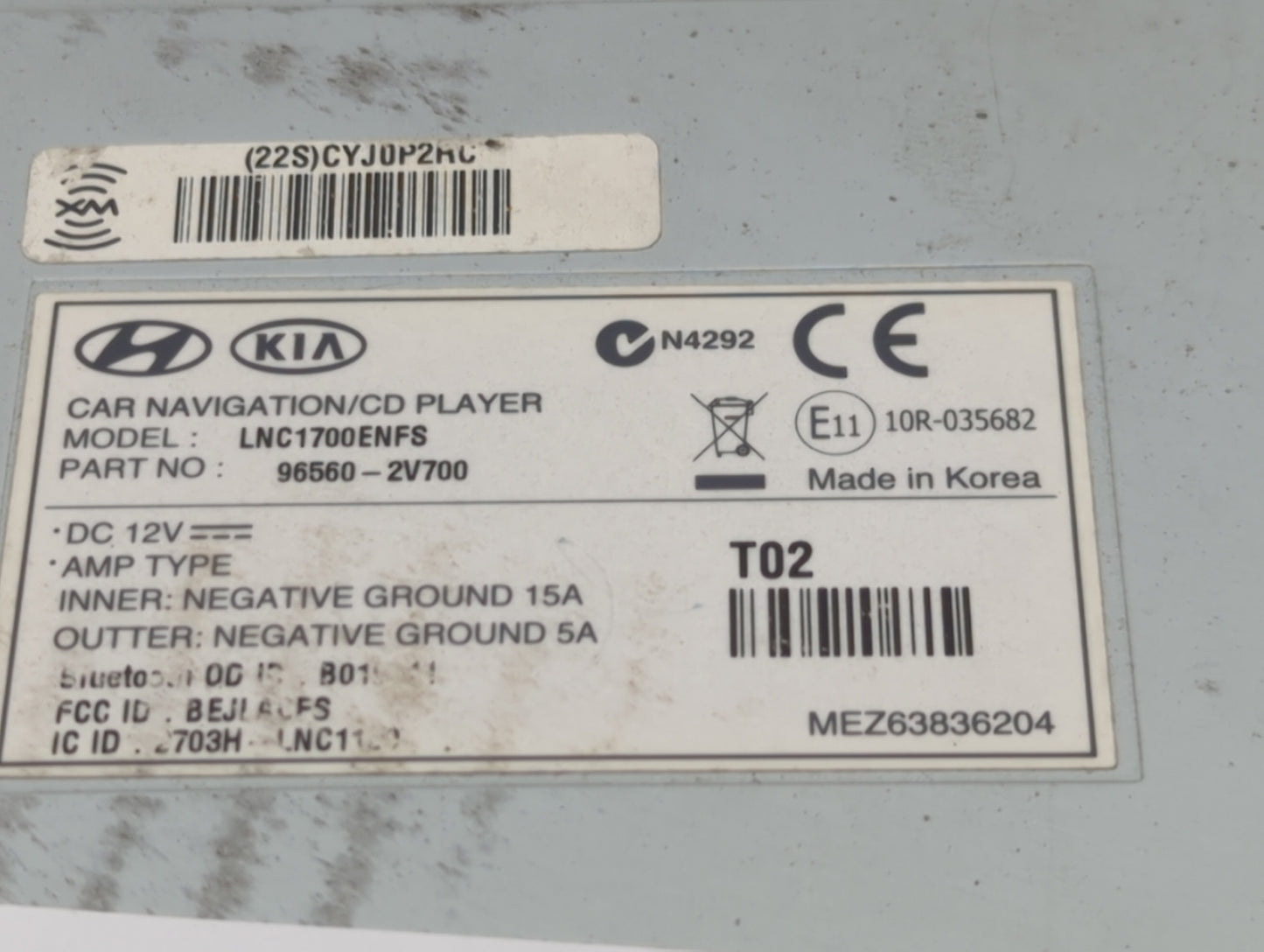 2012-2015 Hyundai Veloster Radio AM FM Cd Player Receiver Replacement P/N:LNC1700ENFS 96560-2V700 Fits Fits 2012 2013 2014 2