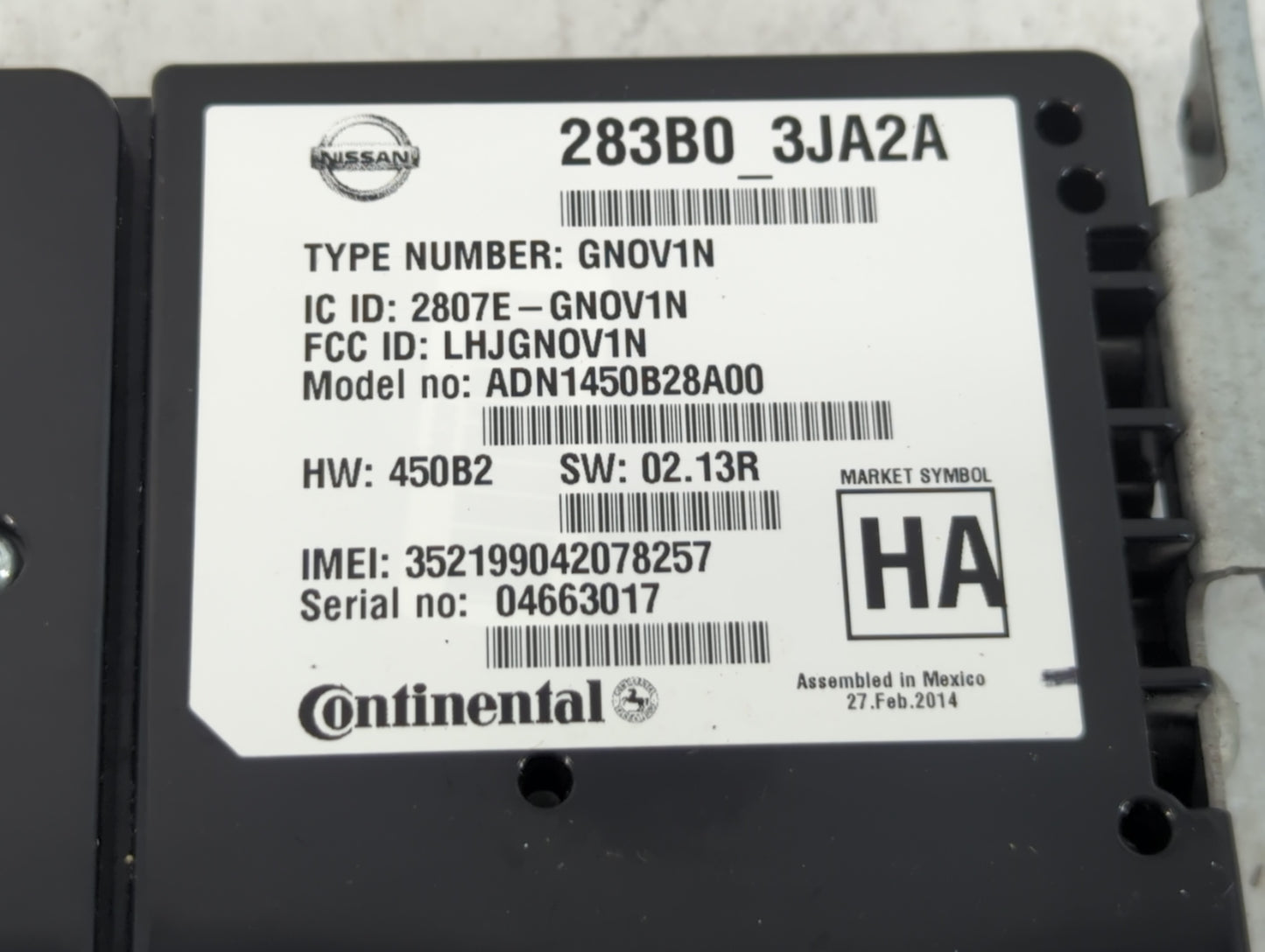 2014-2019 Infiniti Q50 Telematics Control Module 283b0 3ja2a - Oemusedautoparts1.com