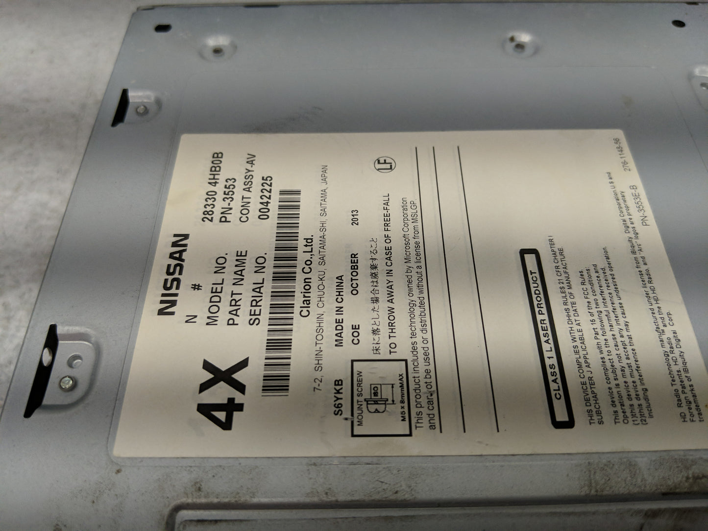 2014-2018 Infiniti Q50 Radio AM FM Cd Player Receiver Replacement P/N:28330 4HB0B Fits Fits 2014 2015 2016 2017 2018 OEM Use