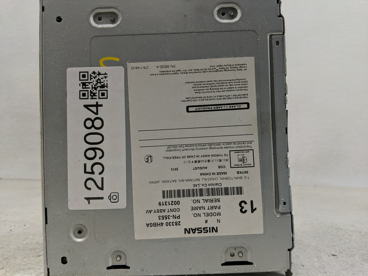 2014 Infiniti Q50 Radio AM FM Cd Player Receiver Replacement Fits OEM Used Auto Parts - Oemusedautoparts1.com