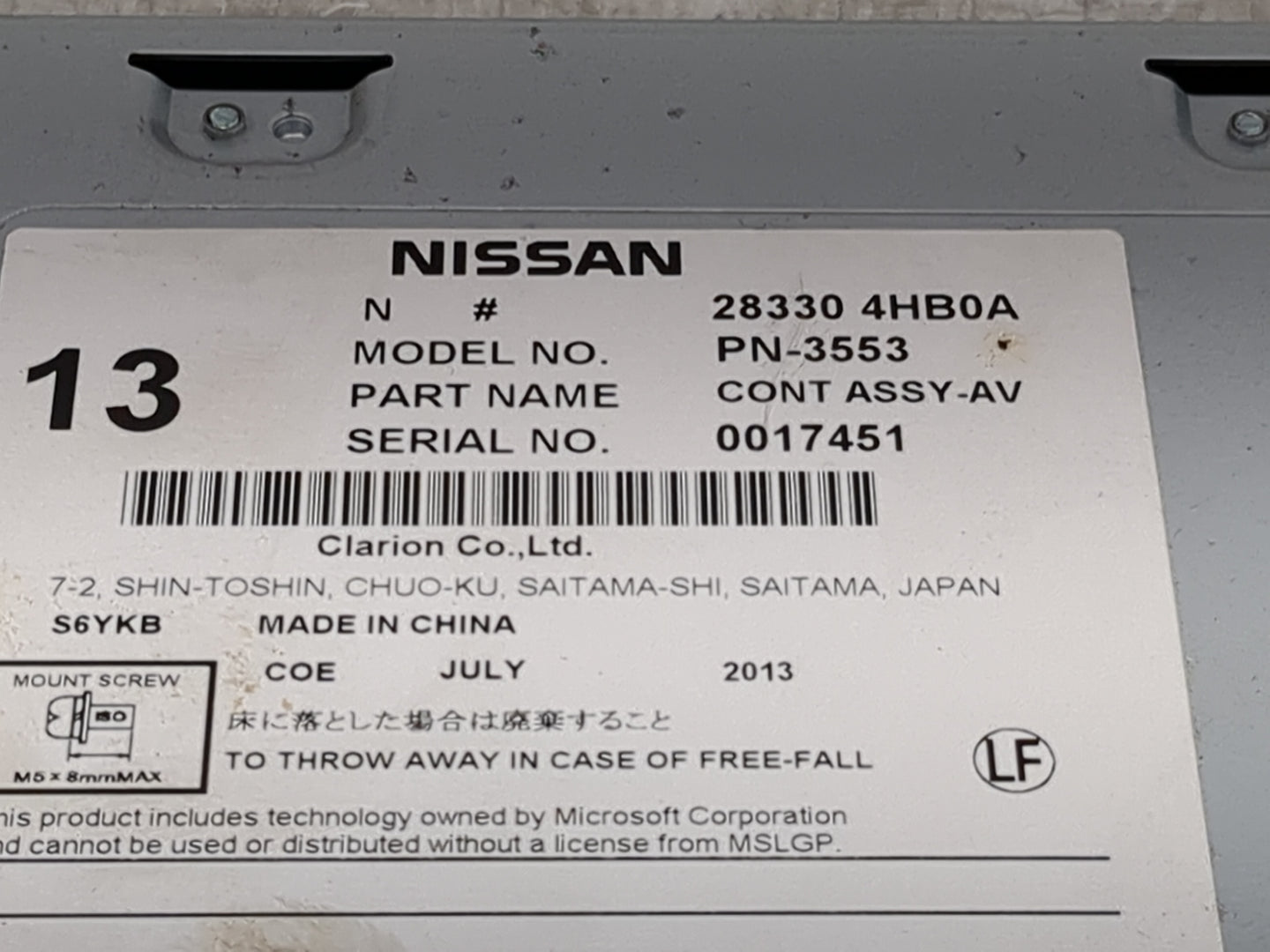 2014-2018 Infiniti Q50 Radio AM FM Cd Player Receiver Replacement P/N:283304HB0A PN-3553 Fits Fits 2014 2015 2016 2017 2018 