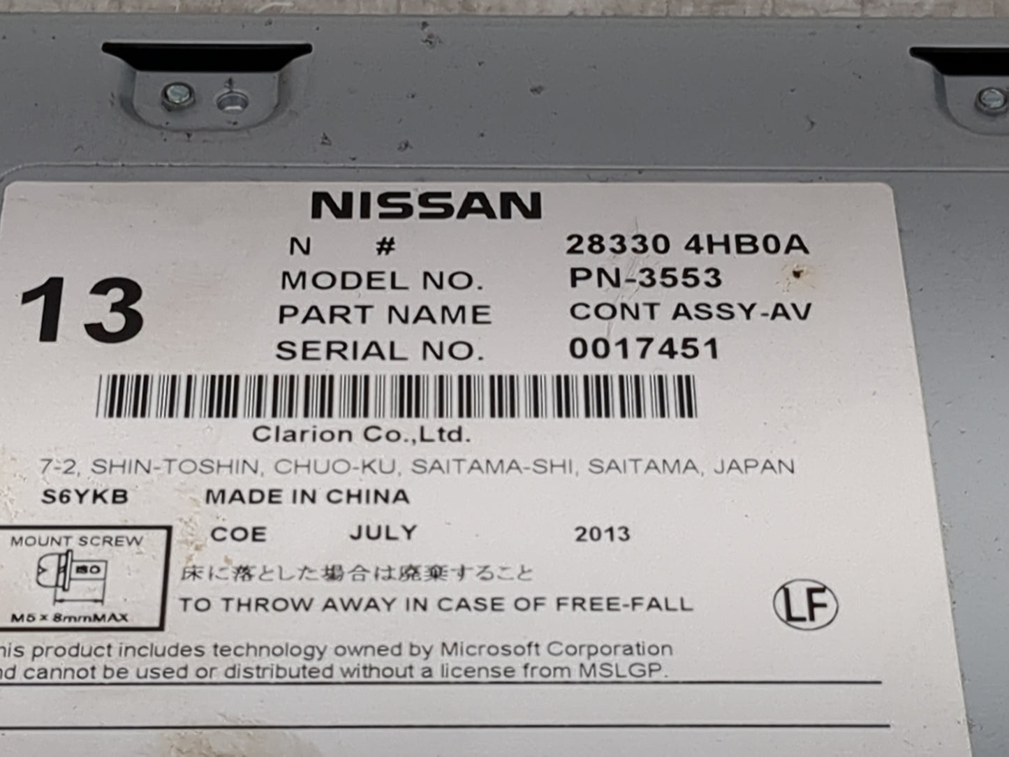 2014-2018 Infiniti Q50 Radio AM FM Cd Player Receiver Replacement P/N:283304HB0A PN-3553 Fits Fits 2014 2015 2016 2017 2018 