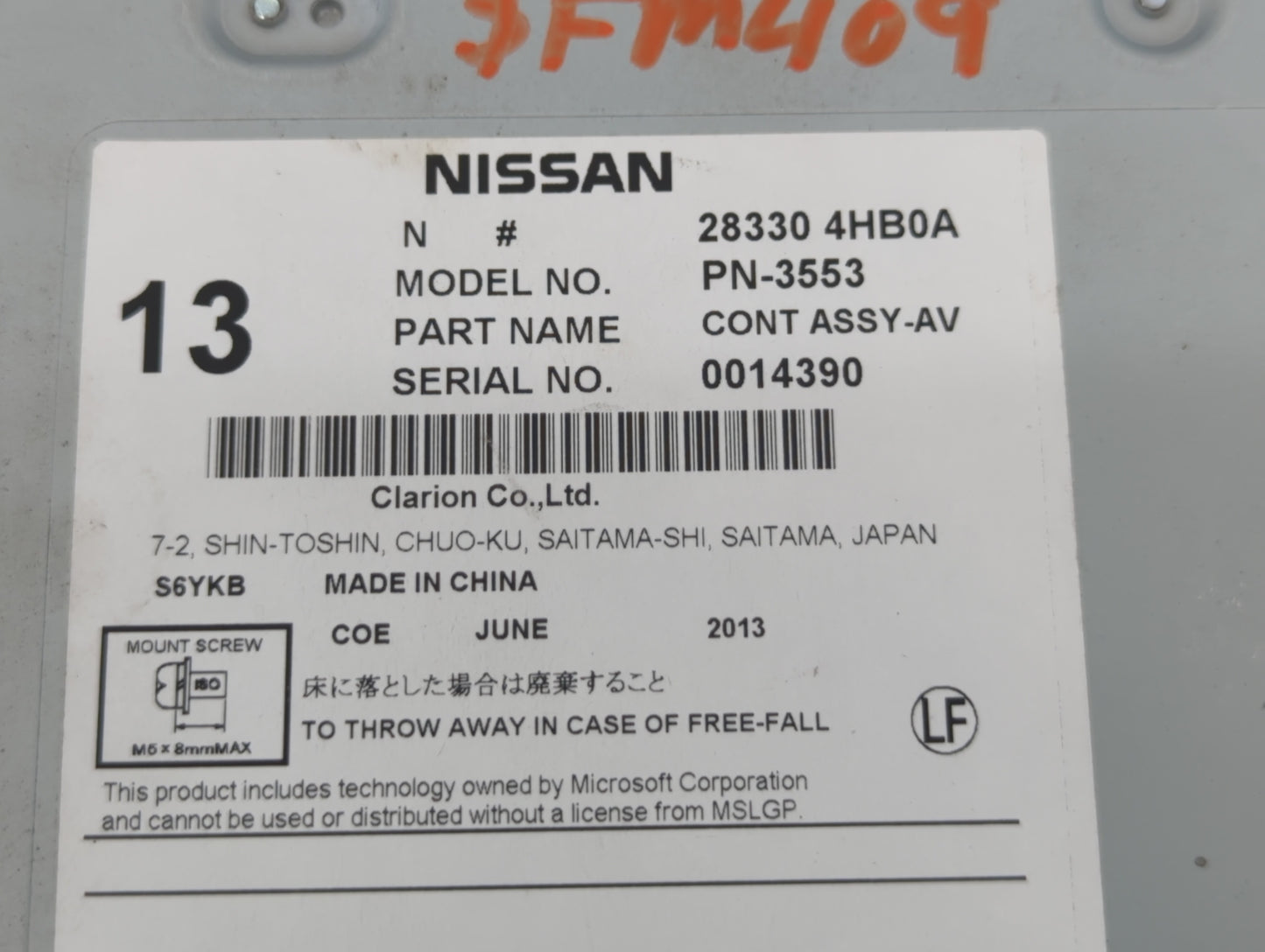 2014-2018 Infiniti Q50 Radio AM FM Cd Player Receiver Replacement P/N:28330 4HB0A Fits Fits 2014 2015 2016 2017 2018 OEM Use