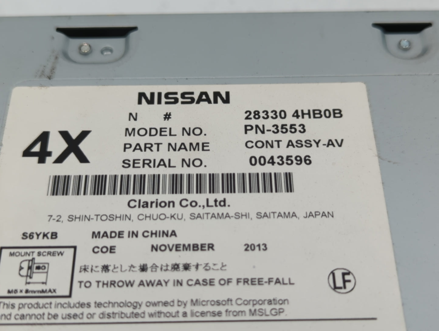 2014-2018 Infiniti Q50 Radio AM FM Cd Player Receiver Replacement P/N:27760 6HE0A Fits Fits 2014 2015 2016 2017 2018 OEM Use