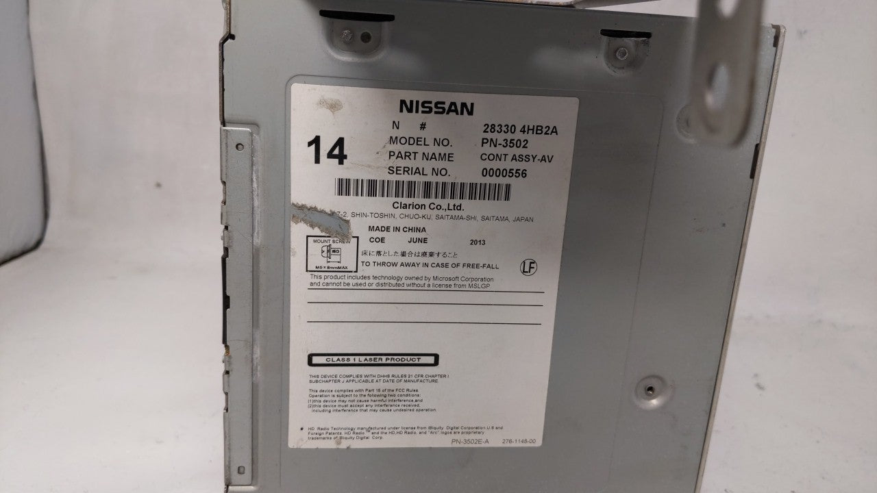 2014 Infiniti Q50 Radio AM FM Cd Player Receiver Replacement P/N:28330 4HB0B 28330 4HB2A Fits OEM Used Auto Parts - Oemuseda
