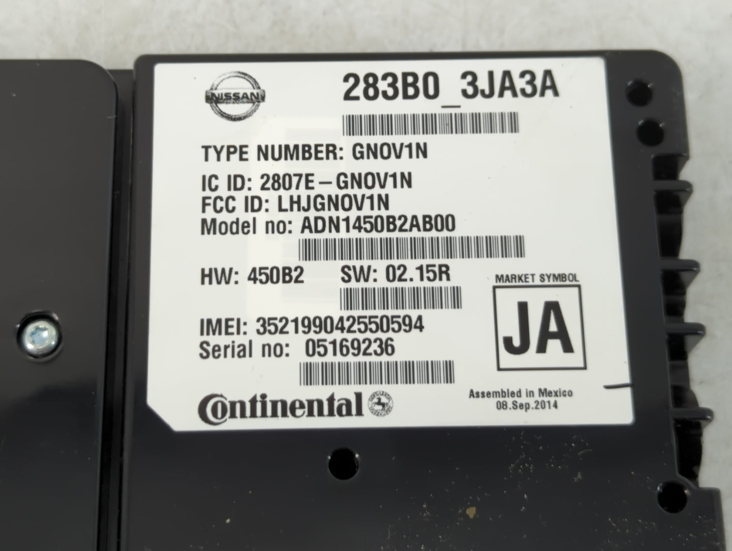 2014-2015 Infiniti Qx60 Telematics Control Module 283b0 3ja3a - Oemusedautoparts1.com