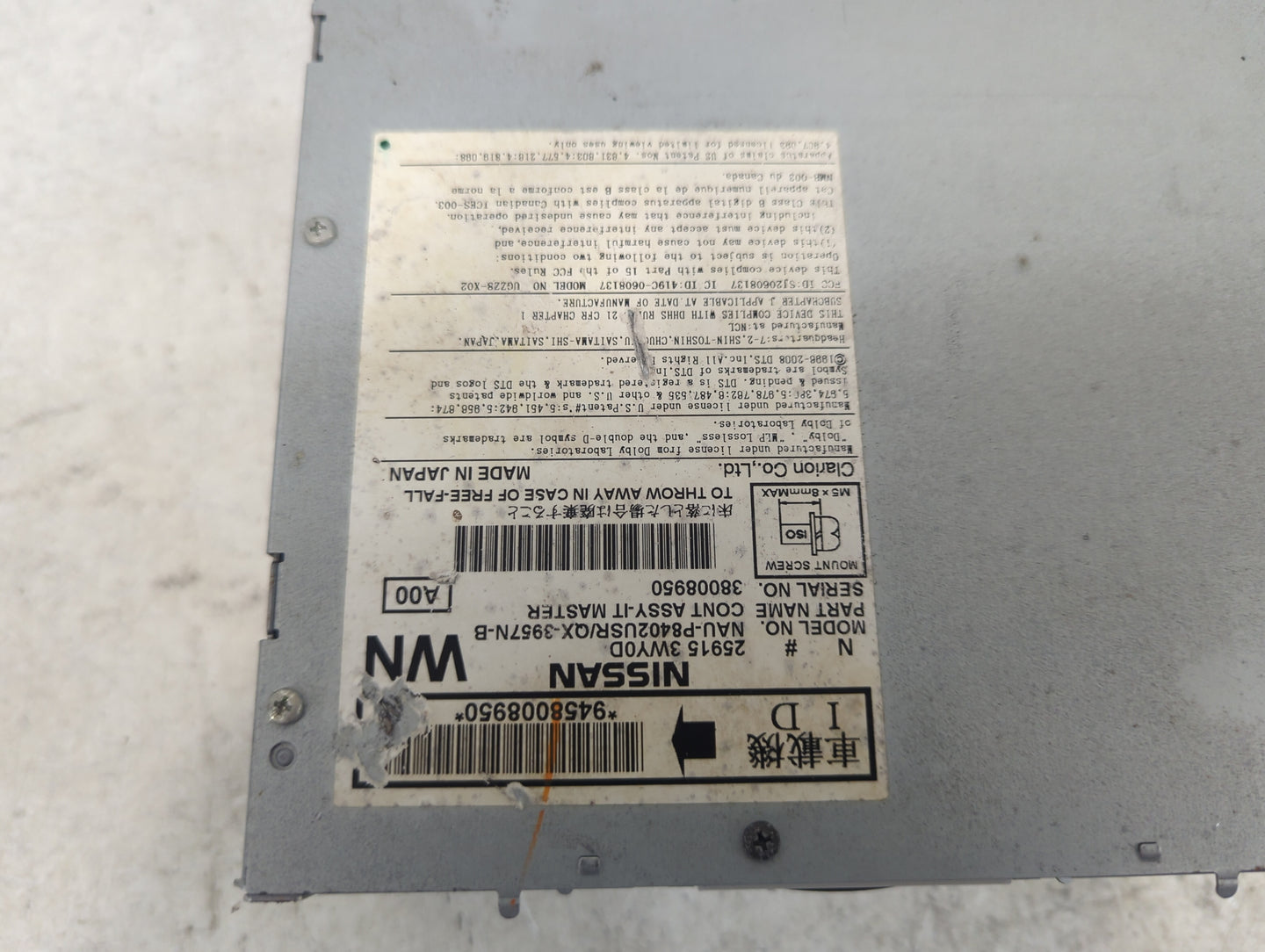 2014 Infiniti Qx70 Radio AM FM Cd Player Receiver Replacement P/N:NAU-P8402USR/QX-3957N-B 25915 3WY0D, 3800B950 Fits Fits 20