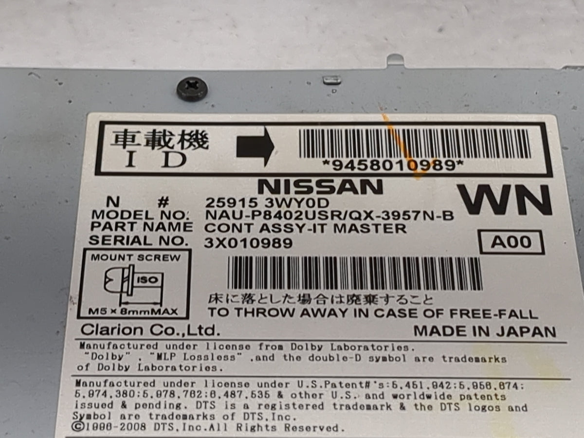 2014 Infiniti Qx70 Radio AM FM Cd Player Receiver Replacement P/N:25915 3WY0D NAU-P8402USR/QX-3957N-B Fits Fits 2013 OEM Use