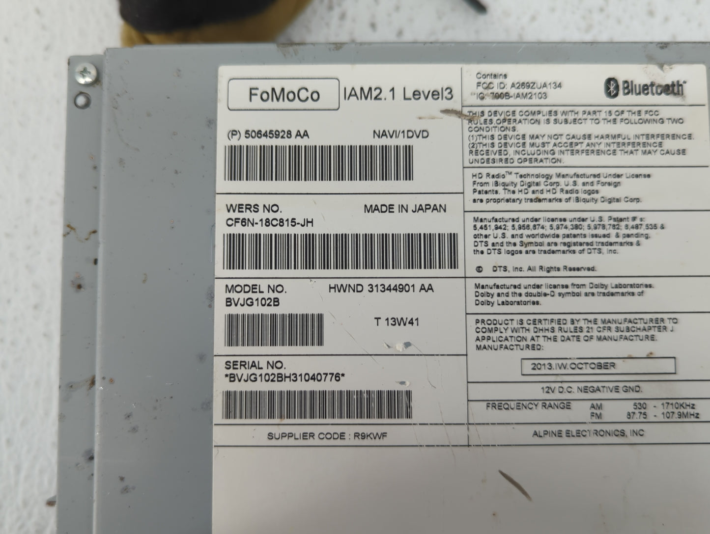 2013-2015 Jaguar Xf Am Fm Cd Player Radio Receiver - Oemusedautoparts1.com