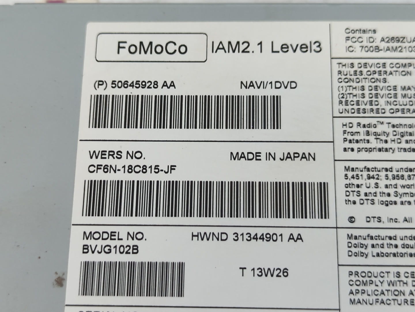2014-2014 Jaguar Xj Am Fm Cd Player Radio Receiver - Oemusedautoparts1.com