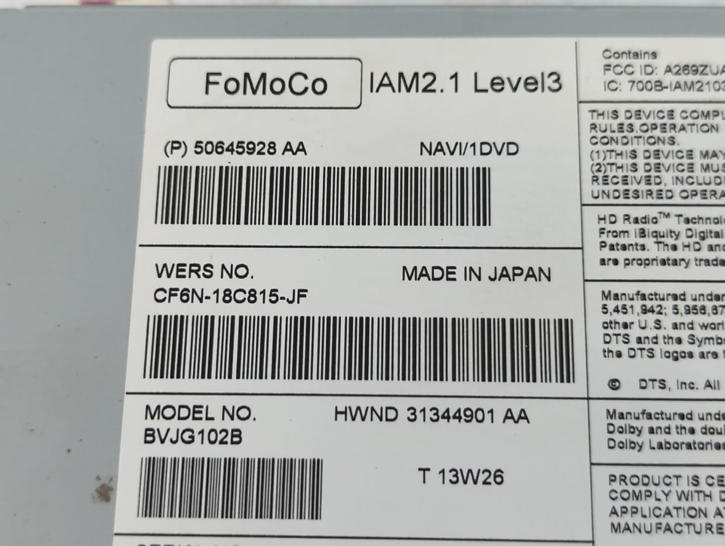 2014-2014 Jaguar Xj Am Fm Cd Player Radio Receiver - Oemusedautoparts1.com