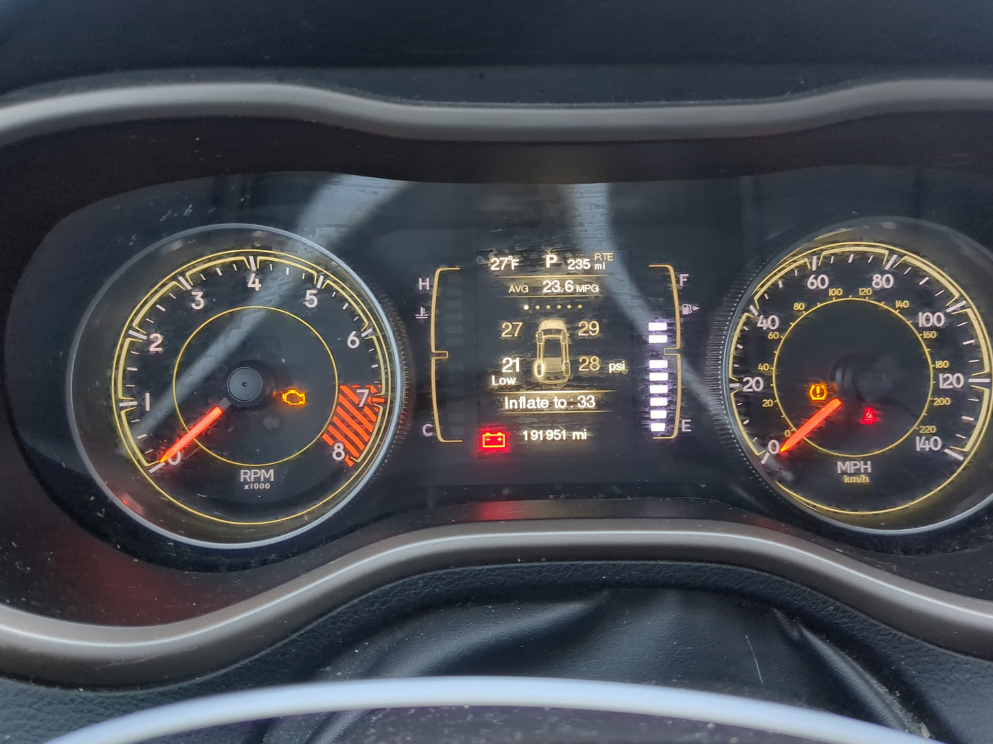 2014 Jeep Cherokee Instrument Cluster Speedometer Gauges Miles:192K Fits OEM Used Auto Parts - Oemusedautoparts1.com