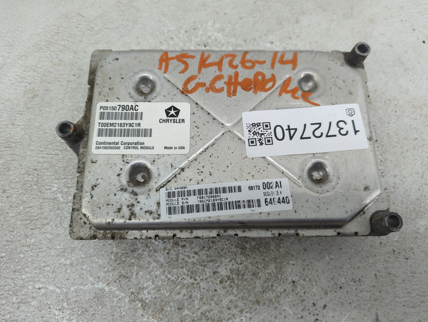 2014 Jeep Grand Cherokee PCM Engine Control Computer ECU ECM PCU OEM P/N:P68172002AI P05150790AC Fits OEM Used Auto Parts - 