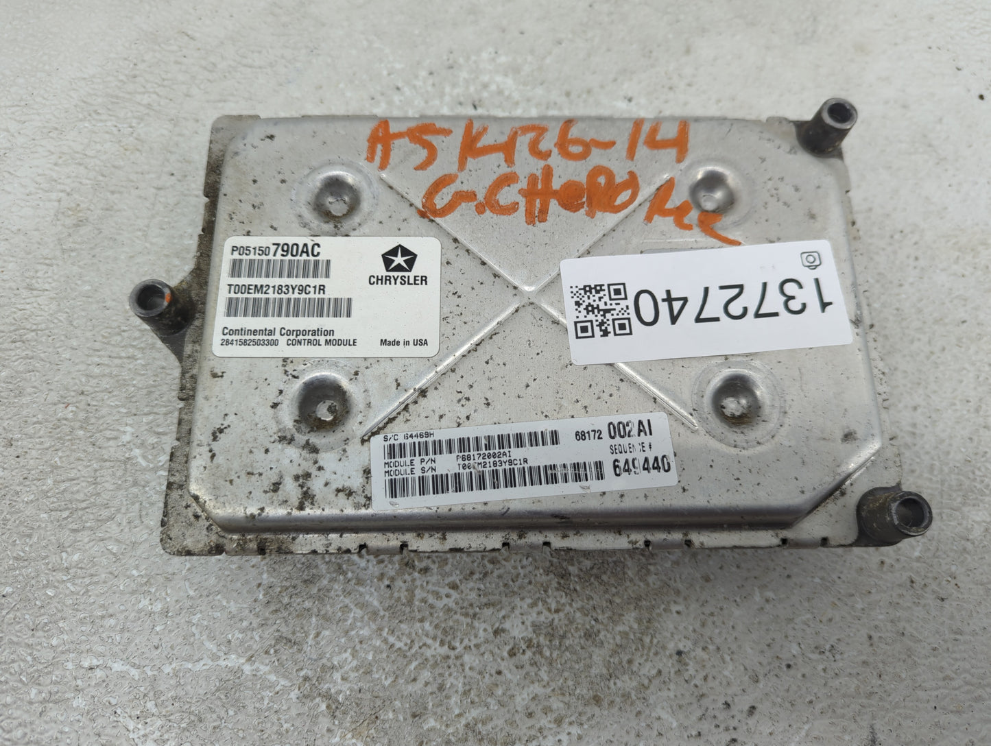 2014 Jeep Grand Cherokee PCM Engine Control Computer ECU ECM PCU OEM P/N:P68172002AI P05150790AC Fits OEM Used Auto Parts - 