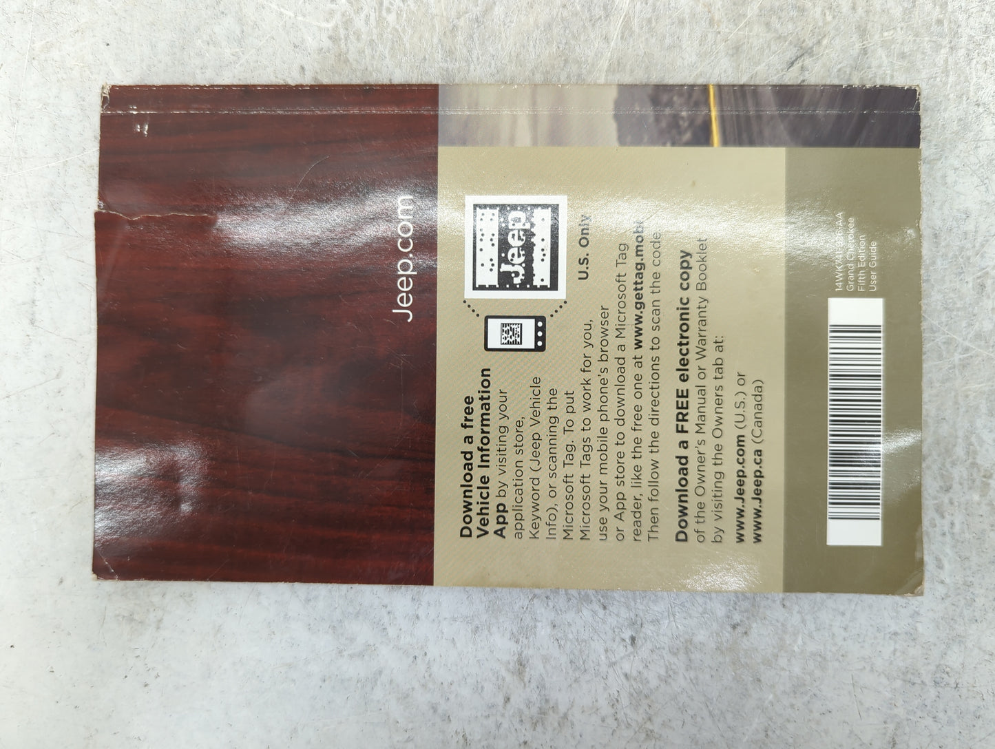 2014 Jeep Grand Cherokee Owners Manual Book Guide P/N:14WK741-926-AA OEM Used Auto Parts - Oemusedautoparts1.com