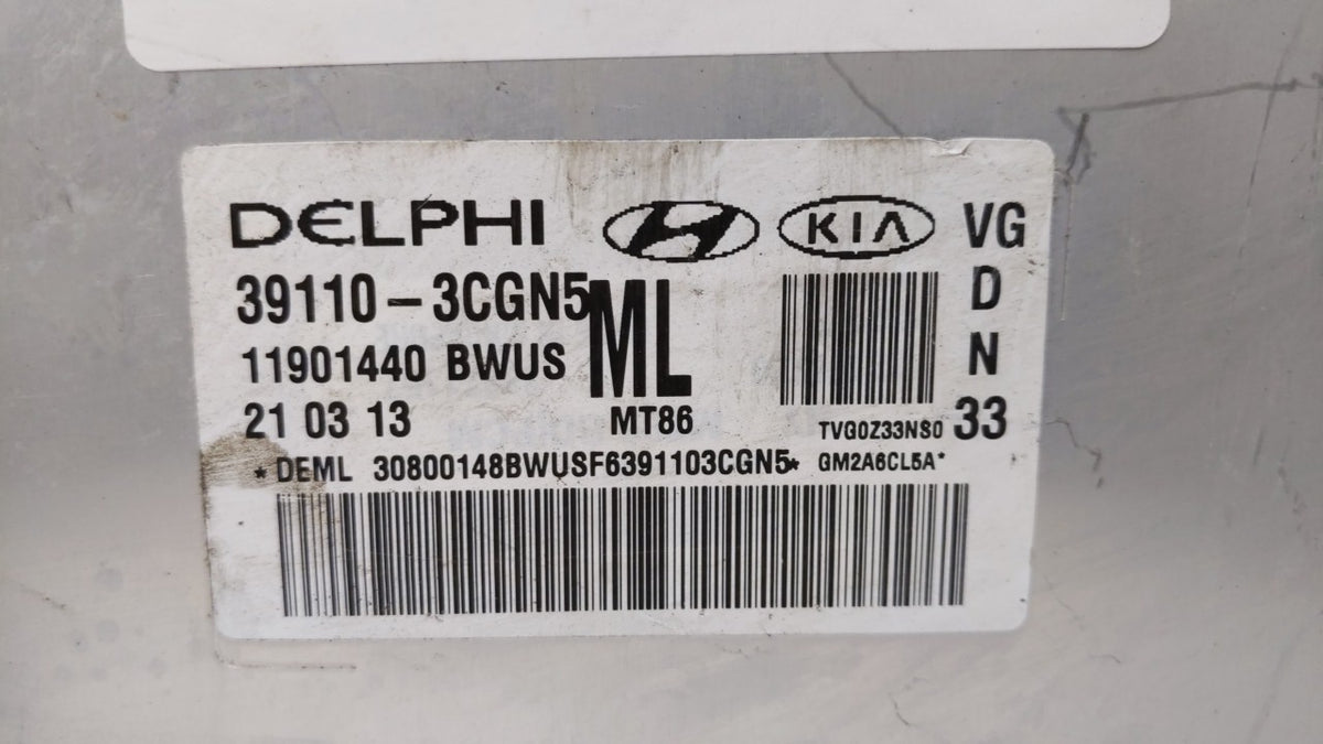 2014-2016 Kia Cadenza PCM Engine Control Computer ECU ECM PCU OEM P/N:39110-3CGN5 Fits 2014 2015 2016 OEM Used Auto Parts - 