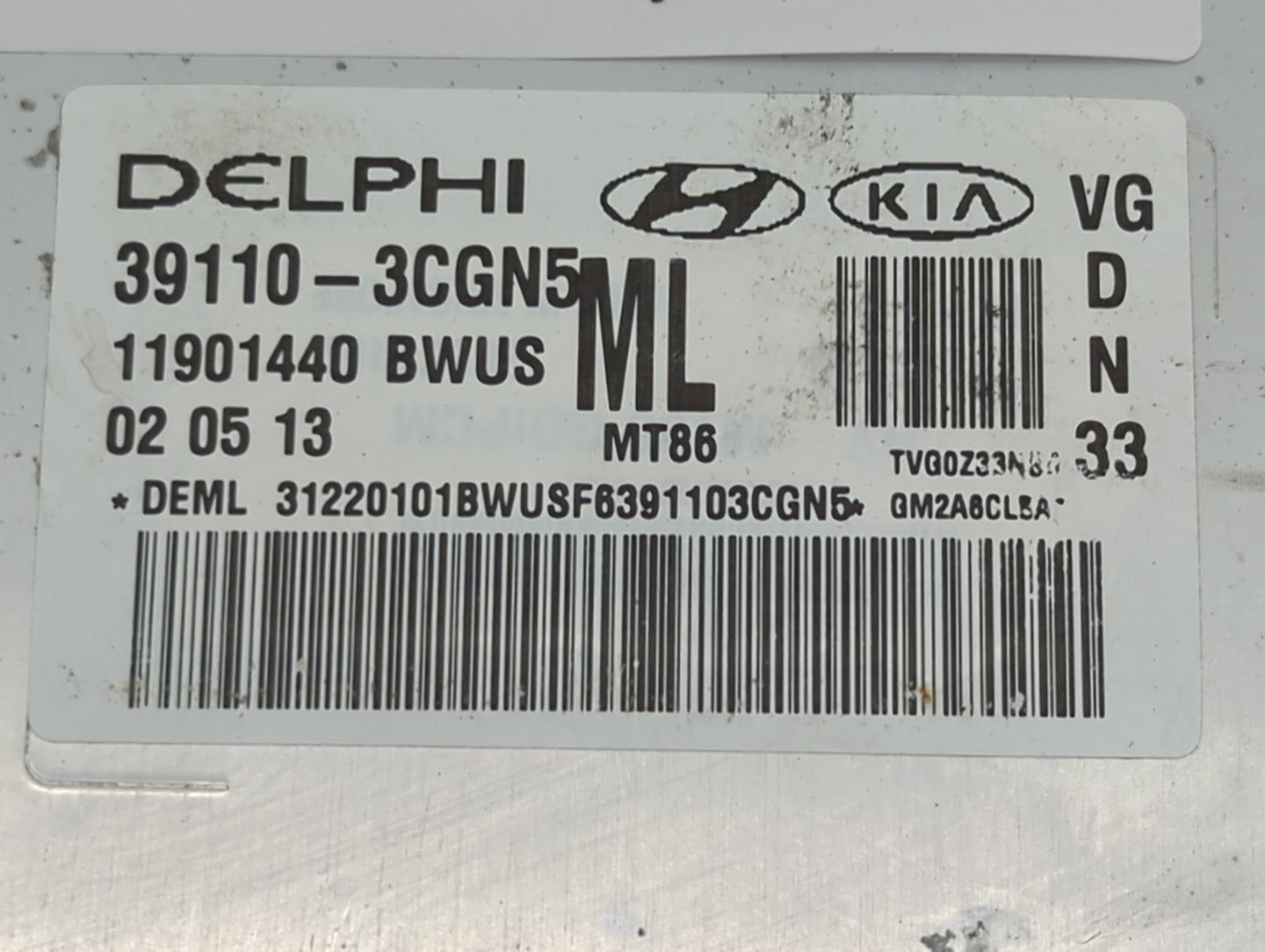 2014-2016 Kia Cadenza PCM Engine Control Computer ECU ECM PCU OEM P/N:39110-3CGN5 Fits Fits 2014 2015 2016 OEM Used Auto Par