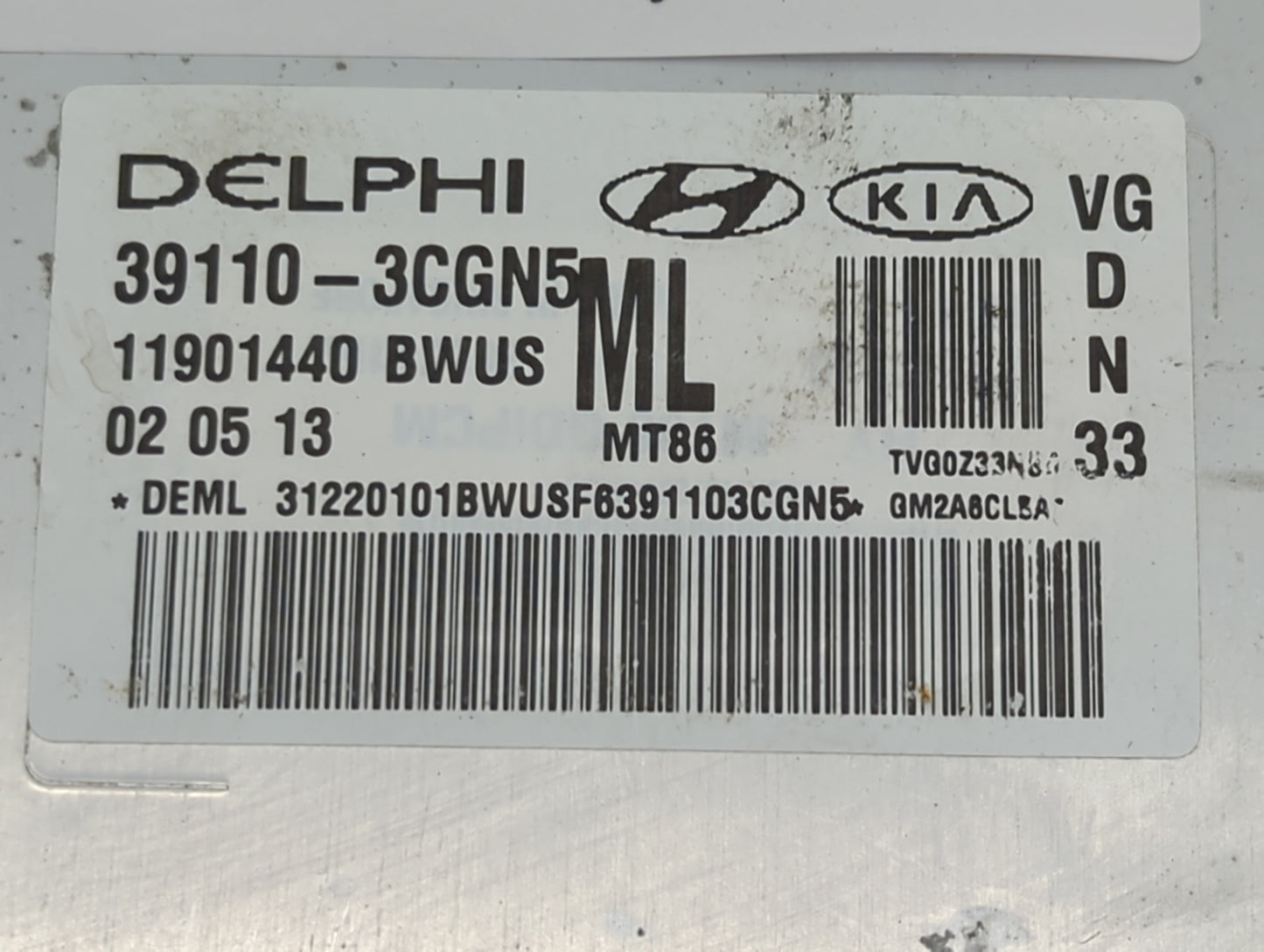 2014-2016 Kia Cadenza PCM Engine Control Computer ECU ECM PCU OEM P/N:39110-3CGN5 Fits Fits 2014 2015 2016 OEM Used Auto Par