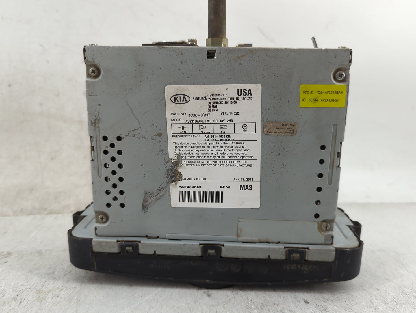 2014-2015 Kia Cadenza Radio AM FM Cd Player Receiver Replacement P/N:96560-3R107 965603R107, AV231JGAN Fits Fits 2014 2015 O