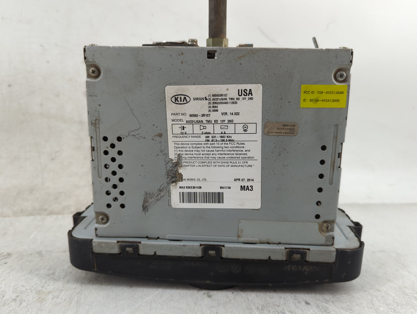 2014-2015 Kia Cadenza Radio AM FM Cd Player Receiver Replacement P/N:96560-3R107 965603R107, AV231JGAN Fits Fits 2014 2015 O