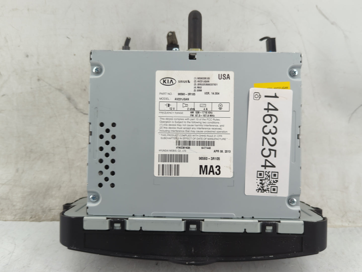 2014-2015 Kia Cadenza Radio AM FM Cd Player Receiver Replacement P/N:96560-3R105 AV231JQAN, 985603R105 Fits Fits 2014 2015 O