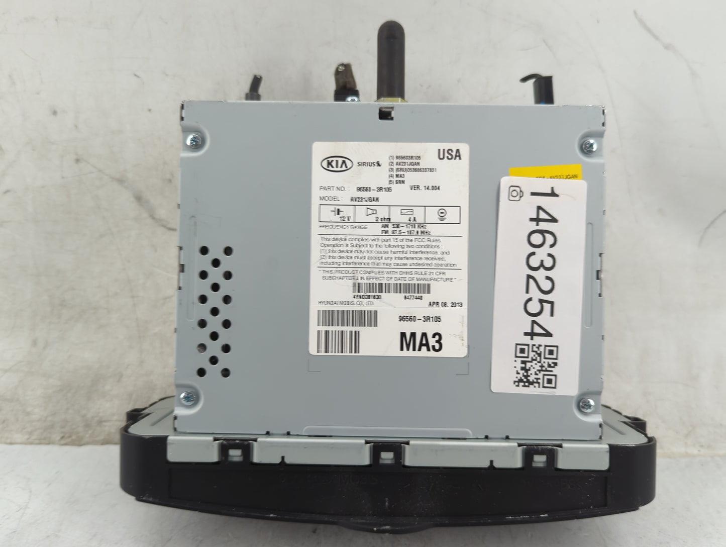 2014-2015 Kia Cadenza Radio AM FM Cd Player Receiver Replacement P/N:96560-3R105 AV231JQAN, 985603R105 Fits Fits 2014 2015 O
