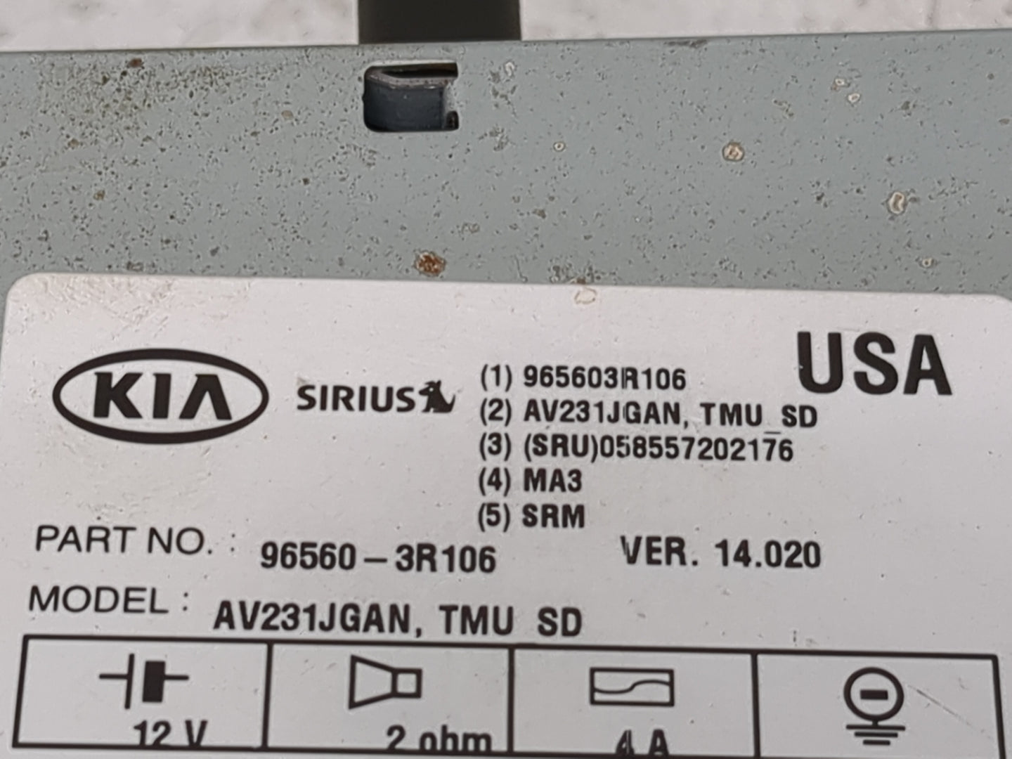 2014-2015 Kia Cadenza Radio AM FM Cd Player Receiver Replacement P/N:965603R106 AV231JGAN, 96560-3R106 Fits Fits 2014 2015 O