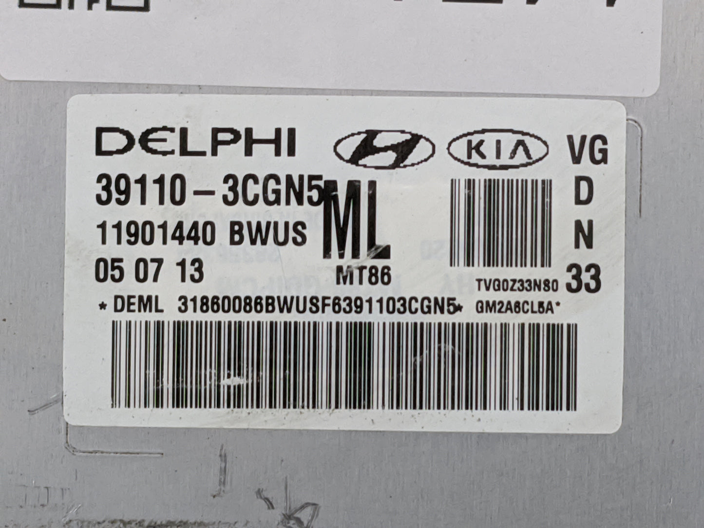 2014-2016 Kia Cadenza PCM Engine Control Computer ECU ECM PCU OEM P/N:39110-3CGN5 Fits Fits 2014 2015 2016 OEM Used Auto Par