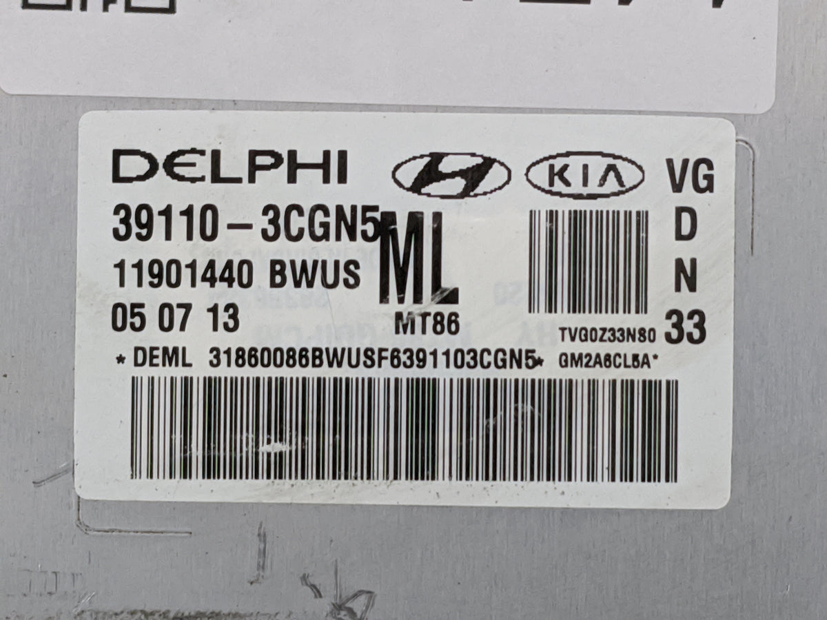 2014-2016 Kia Cadenza PCM Engine Control Computer ECU ECM PCU OEM P/N:39110-3CGN5 Fits 2014 2015 2016 OEM Used Auto Parts - 
