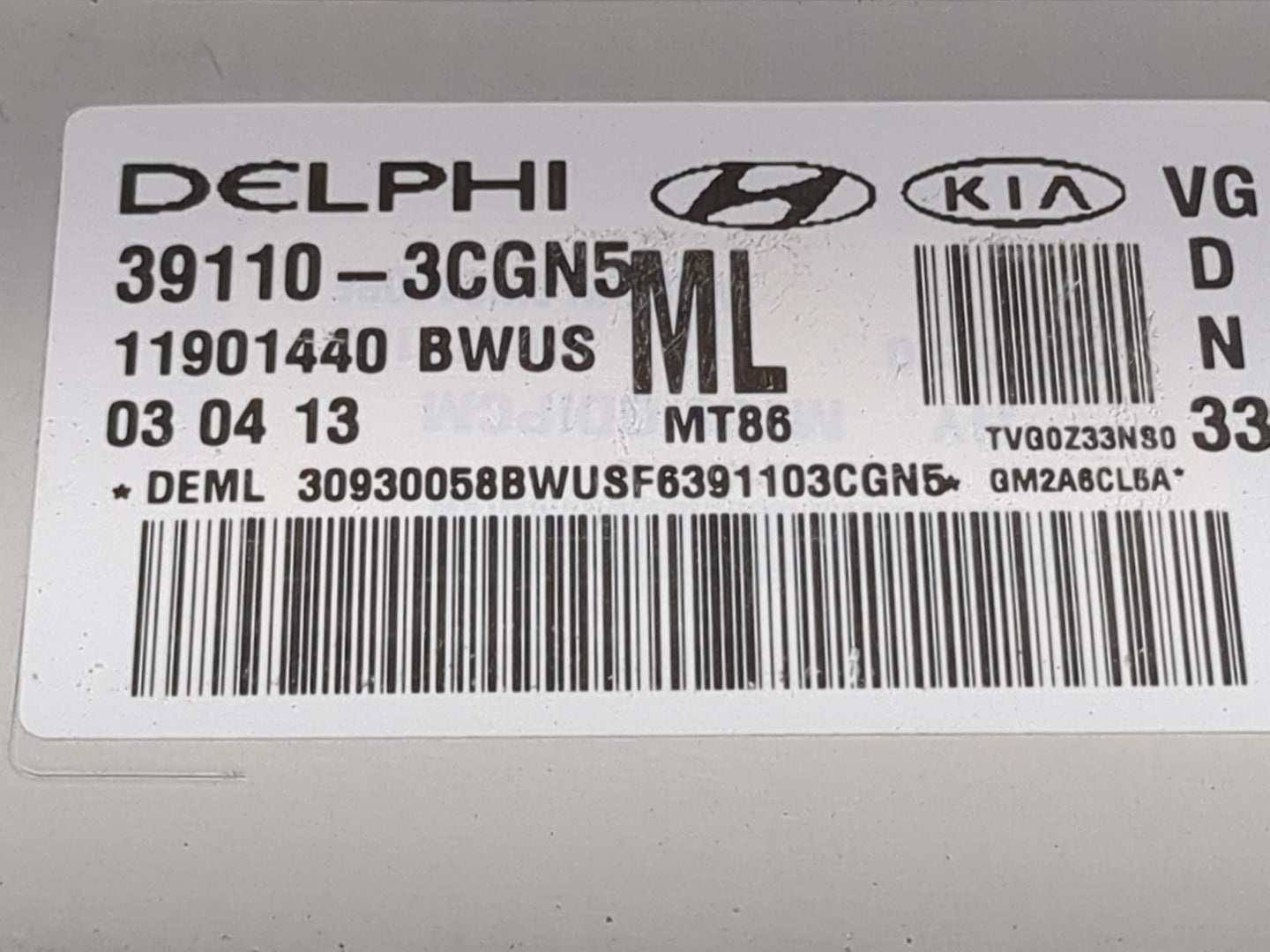 2014-2016 Kia Cadenza PCM Engine Control Computer ECU ECM PCU OEM P/N:39110-3CGN5 11901440 Fits Fits 2014 2015 2016 OEM Used