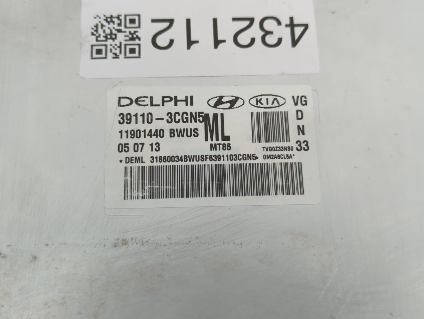 2014-2016 Kia Cadenza PCM Engine Control Computer ECU ECM PCU OEM P/N:39111-3CGN1 39110-3CGN5 Fits Fits 2014 2015 2016 OEM U