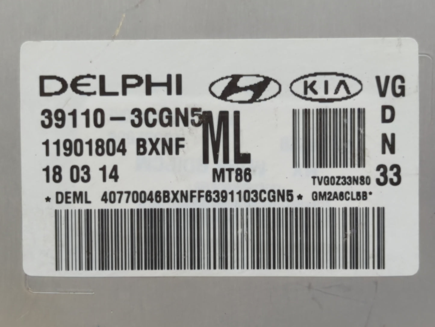 2014-2016 Kia Cadenza PCM Engine Control Computer ECU ECM PCU OEM P/N:39110-3CGN5 39110-3CGN9 Fits Fits 2014 2015 2016 OEM U