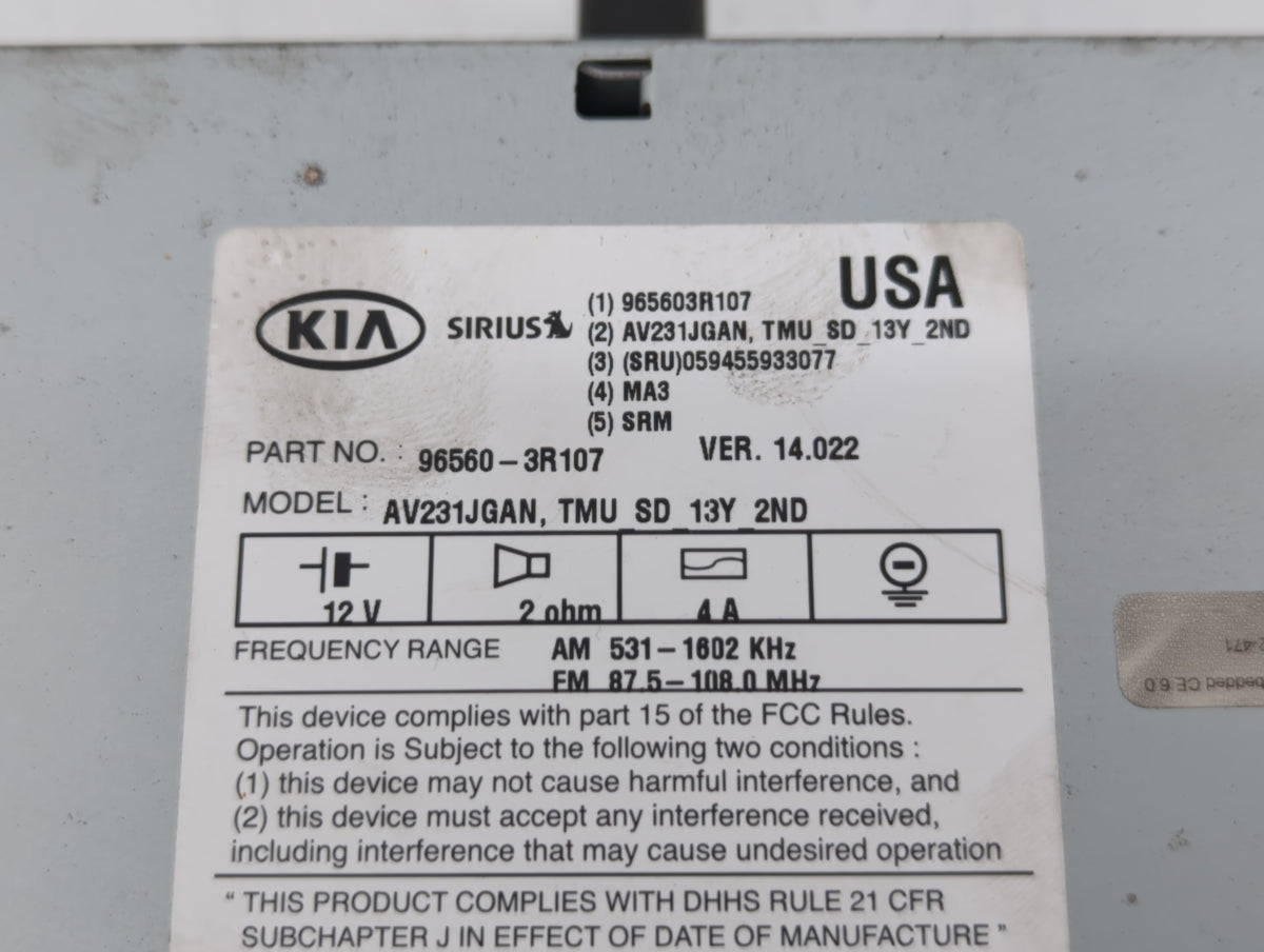 2014-2015 Kia Cadenza Am Fm Cd Player Radio Receiver 559629 - Oemusedautoparts1.com