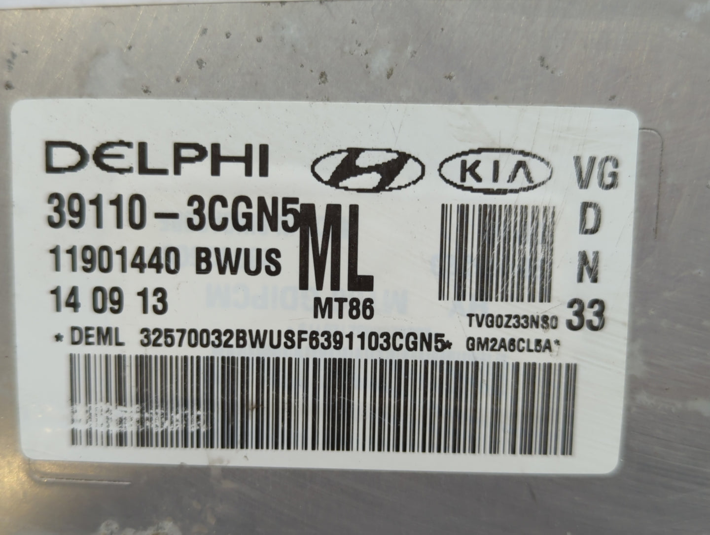 2014-2016 Kia Cadenza PCM Engine Control Computer ECU ECM PCU OEM P/N:39110-3CGN5 Fits Fits 2014 2015 2016 OEM Used Auto Par