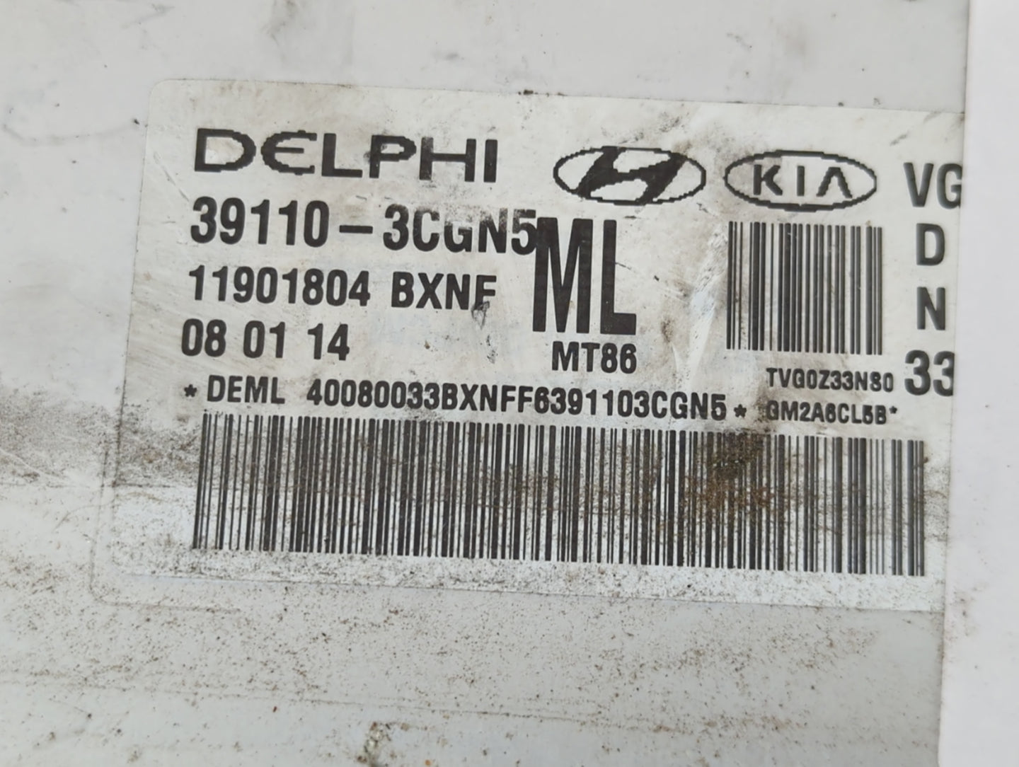 2014-2016 Kia Cadenza PCM Engine Control Computer ECU ECM PCU OEM P/N:39110-3CGN5 Fits Fits 2014 2015 2016 OEM Used Auto Par