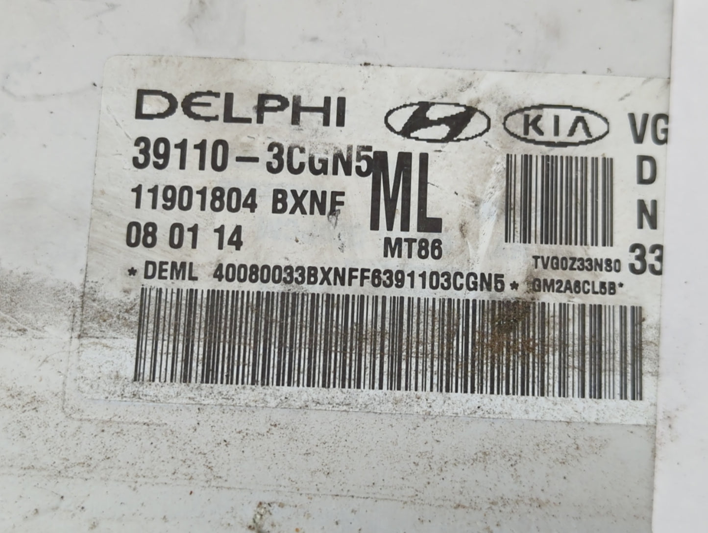 2014-2016 Kia Cadenza PCM Engine Control Computer ECU ECM PCU OEM P/N:39110-3CGN5 Fits Fits 2014 2015 2016 OEM Used Auto Par