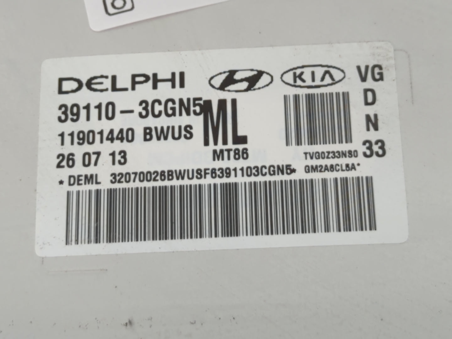 2014-2016 Kia Cadenza PCM Engine Control Computer ECU ECM PCU OEM P/N:39110-3CGN5 Fits Fits 2014 2015 2016 OEM Used Auto Par