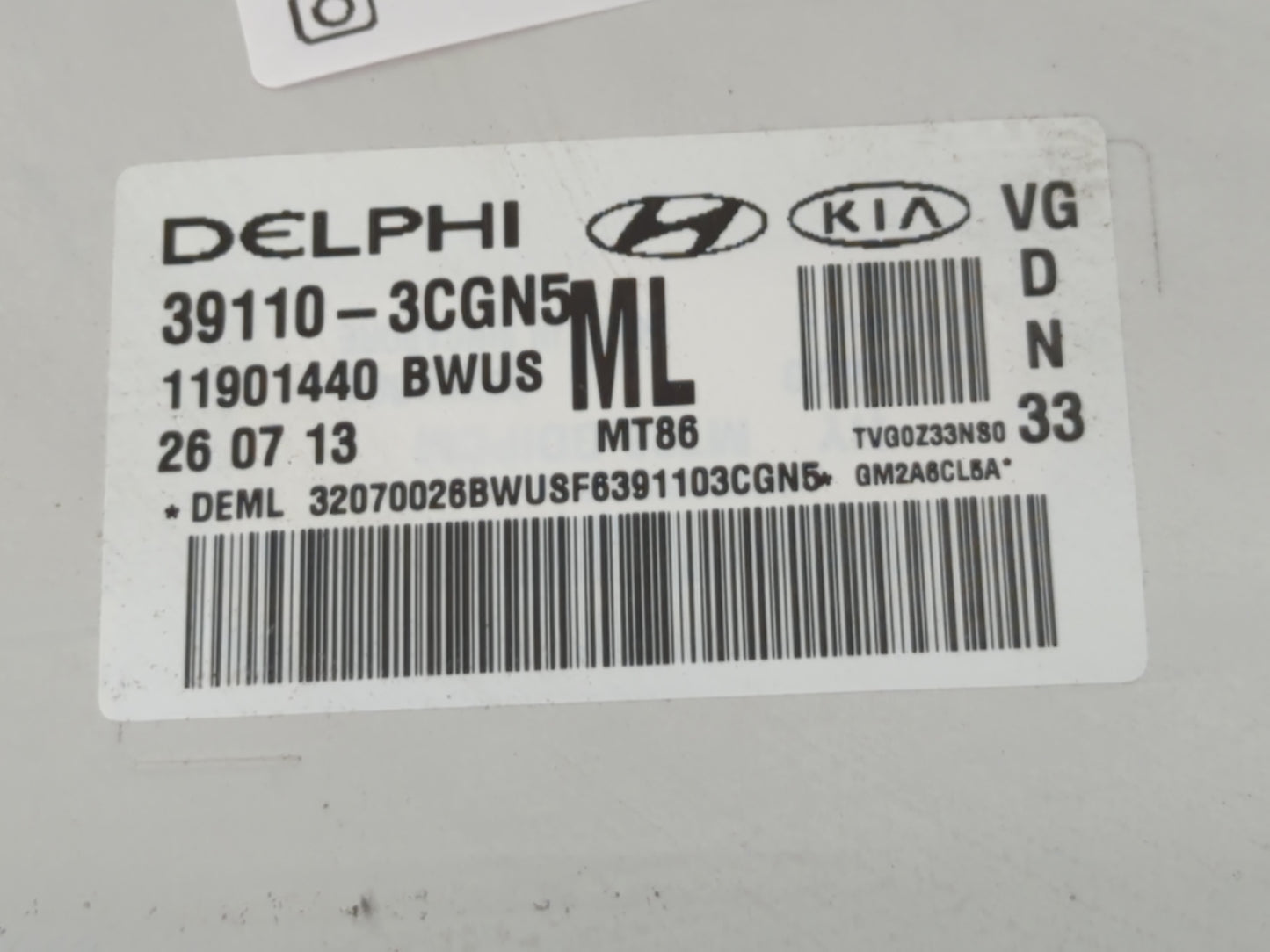 2014-2016 Kia Cadenza PCM Engine Control Computer ECU ECM PCU OEM P/N:39110-3CGN5 Fits Fits 2014 2015 2016 OEM Used Auto Par