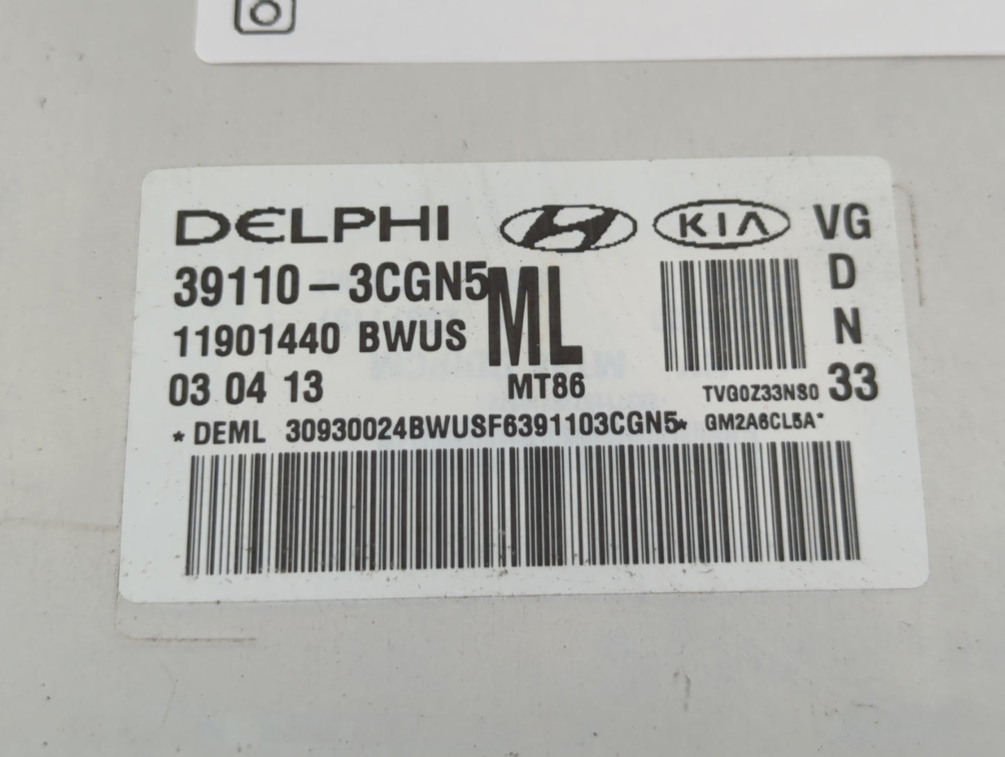 2014-2016 Kia Cadenza PCM Engine Control Computer ECU ECM PCU OEM P/N:39110-3CGN5 Fits Fits 2014 2015 2016 OEM Used Auto Par