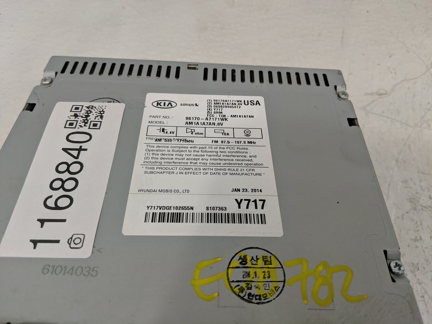2014-2016 Kia Forte Radio AM FM Cd Player Receiver Replacement P/N:96170-A7171WK 96170-A717WK Fits Fits 2014 2015 2016 OEM U